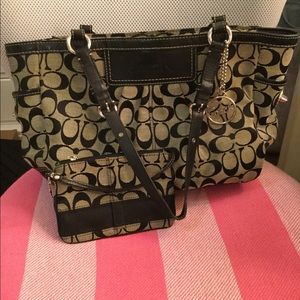 Coach Handbag and Matching Wristlet Set